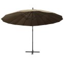 WISZĄCY PARASOL OGRODOWY TAUPE 3M SŁUPEK ALUMINIOWY