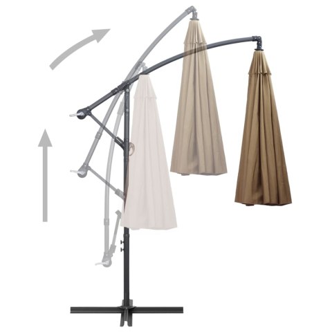 WISZĄCY PARASOL OGRODOWY TAUPE 3M SŁUPEK ALUMINIOWY