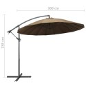 WISZĄCY PARASOL OGRODOWY TAUPE 3M SŁUPEK ALUMINIOWY