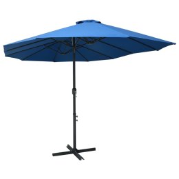 PARASOL OGRODOWY PODWÓJNY NA SŁUPKU ALUMINIOWYM 460X270CM NIEBIESKI