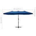 PARASOL OGRODOWY PODWÓJNY NA SŁUPKU ALUMINIOWYM 460X270CM NIEBIESKI