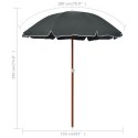 PARASOL NA STALOWYM SŁUPKU 180CM ANTRACYTOWY