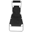 SKŁADANY LEŻAK Z ZADASZENIEM CZARNY ALUMINIUM