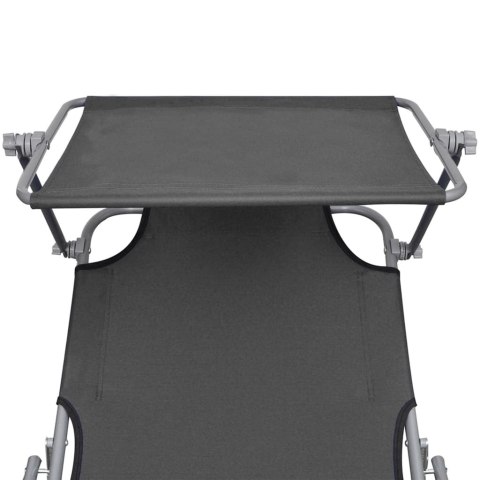 SKŁADANY LEŻAK Z ZADASZENIEM SZARY ALUMINIUM