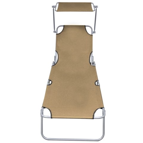 SKŁADANY LEŻAK Z ZADASZENIEM TAUPE ALUMINIUM