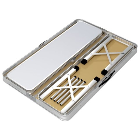 SKŁADANY STOLIK TURYSTYCZNY Z 2 ŁAWKAMI ALUMINIUM BIAŁY