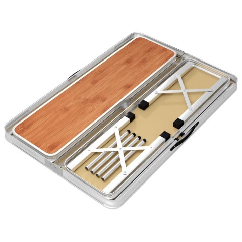 SKŁADANY STOLIK TURYSTYCZNY Z 2 ŁAWKAMI ALUMINIUM BRĄZOWY