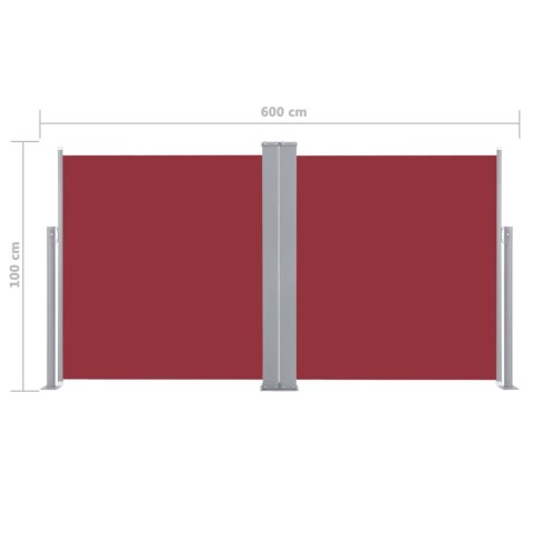 ZWIJANA MARKIZA BOCZNA OCHRONA PRZED SŁOŃCEM CZERWONA 100X600CM