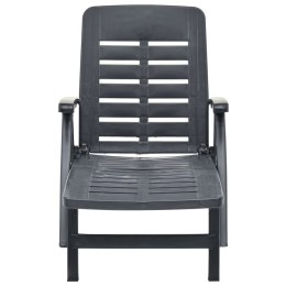 SKŁADANY LEŻAK OGRODOWY PLASTIKOWY ANTRACYTOWY