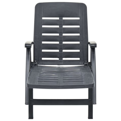 SKŁADANY LEŻAK OGRODOWY PLASTIKOWY ANTRACYTOWY