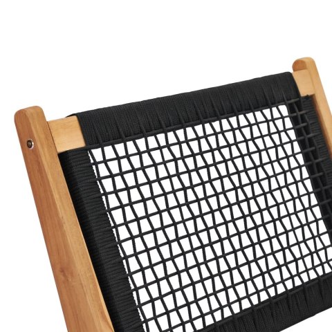 KRZESŁO Z PODNÓŻKIEM DREWNO TEKOWE I SZNUREK