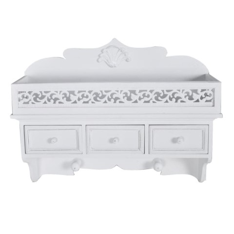 PÓŁKA ŚCIENNA Z TRZEMA SZUFLADAMI I DWOMA WIESZAKAMI