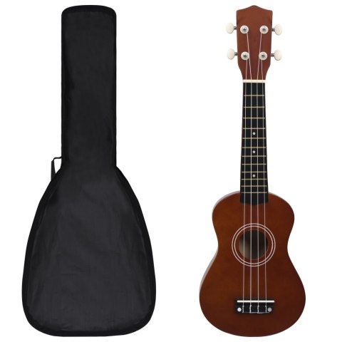 UKULELE SOPRANOWE Z POKROWCEM DLA DZIECI CIEMNE DREWNO 21"