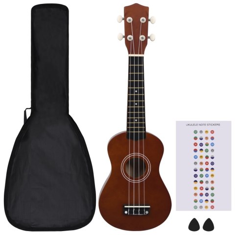 UKULELE SOPRANOWE Z POKROWCEM DLA DZIECI CIEMNE DREWNO 21"
