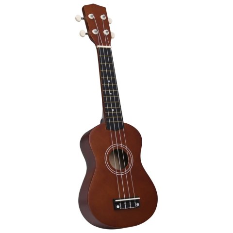 UKULELE SOPRANOWE Z POKROWCEM DLA DZIECI CIEMNE DREWNO 21"