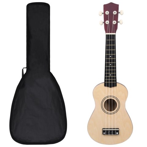UKULELE SOPRANOWE Z POKROWCEM DLA DZIECI JASNE DREWNO 21"