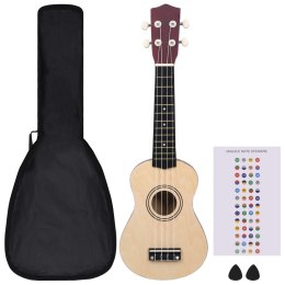 UKULELE SOPRANOWE Z POKROWCEM DLA DZIECI JASNE DREWNO 21