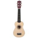 UKULELE SOPRANOWE Z POKROWCEM DLA DZIECI JASNE DREWNO 21"
