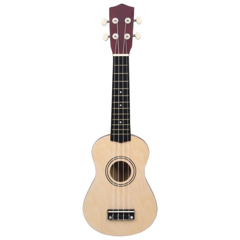 UKULELE SOPRANOWE Z POKROWCEM DLA DZIECI JASNE DREWNO 21"