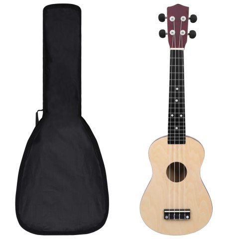 UKULELE SOPRANOWE Z POKROWCEM DLA DZIECI JASNE DREWNO 23"