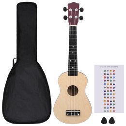 UKULELE SOPRANOWE Z POKROWCEM DLA DZIECI JASNE DREWNO 23