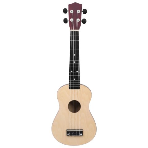 UKULELE SOPRANOWE Z POKROWCEM DLA DZIECI JASNE DREWNO 23"