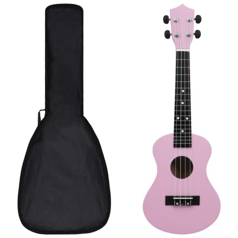 UKULELE SOPRANOWE Z POKROWCEM DLA DZIECI RÓŻOWE 23"