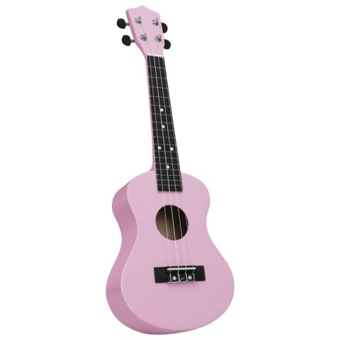 UKULELE SOPRANOWE Z POKROWCEM DLA DZIECI RÓŻOWE 23"