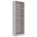 5-POZIOMOWY REGAŁ NA KSIĄŻKI BETONOWY SZARY 60X24X175CM