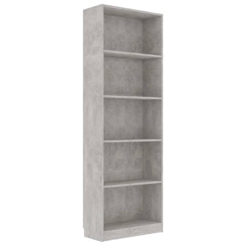 5-POZIOMOWY REGAŁ NA KSIĄŻKI BETONOWY SZARY 60X24X175CM