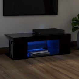 SZAFKA POD TV Z OŚWIETLENIEM LED CZARNA 90X39X30CM