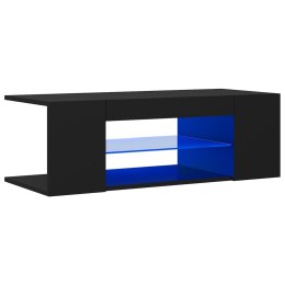 SZAFKA POD TV Z OŚWIETLENIEM LED CZARNA 90X39X30CM