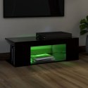 SZAFKA POD TV Z OŚWIETLENIEM LED CZARNA 90X39X30CM