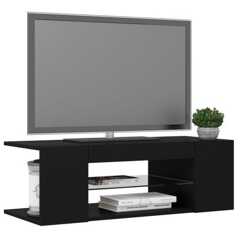 SZAFKA POD TV Z OŚWIETLENIEM LED CZARNA 90X39X30CM