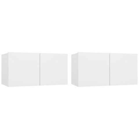 SZAFKI WISZĄCE POD TV 2SZT BIAŁE 60X30X30CM