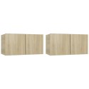 SZAFKI WISZĄCE POD TV 2 SZT DĄB SONOMA 60X30X30CM