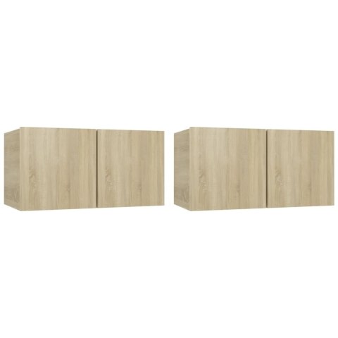 SZAFKI WISZĄCE POD TV 2 SZT DĄB SONOMA 60X30X30CM