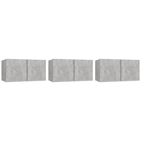SZAFKI WISZĄCE POD TV 3SZTSZAROŚĆ BETONU 60X30X30CM
