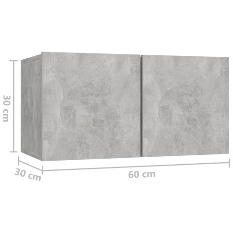 SZAFKI WISZĄCE POD TV 3SZTSZAROŚĆ BETONU 60X30X30CM