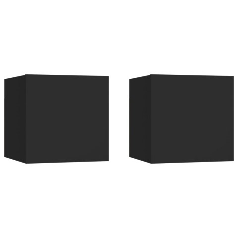 WISZĄCE SZAFKI TELEWIZYJNE 2SZT CZARNE 30,5X30X30CM