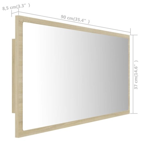 LUSTRO ŁAZIENKOWE Z LED KOLOR DĄB SO90X85X37CM