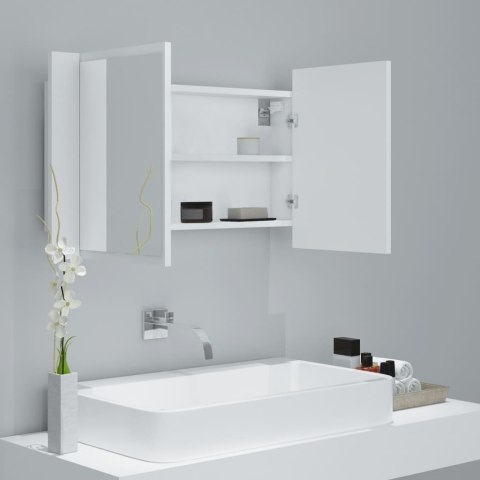 SZAFKA ŁAZIENKOWA Z LUSTREM I LED BIAŁA 80X12X45CM