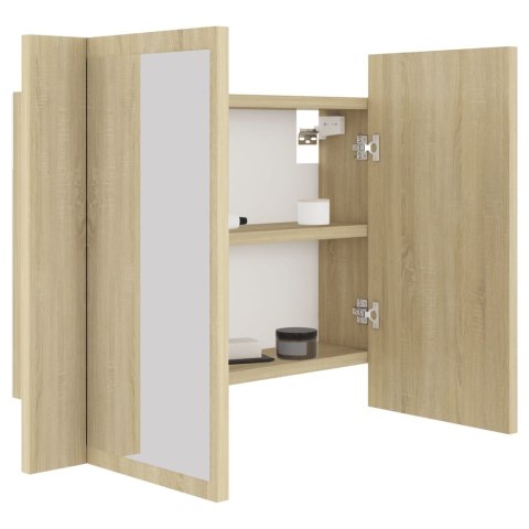 SZAFKA ŁAZIENKOWA Z LUSTREM I LED DĄB SONOMA 60X12X45CM