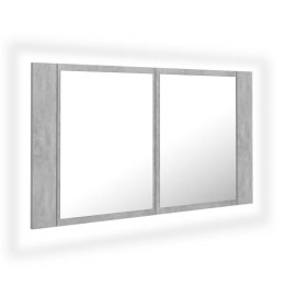SZAFKA ŁAZIENKOWA Z LUSTREM I LED SZARY BETON 80X12X45CM
