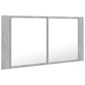SZAFKA ŁAZIENKOWA Z LUSTREM I LED SZARY BETON 90X12X45CM