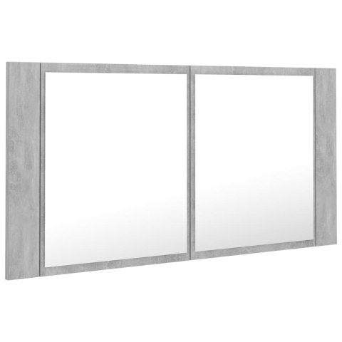 SZAFKA ŁAZIENKOWA Z LUSTREM I LED SZARY BETON 90X12X45CM