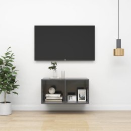 WISZĄCA SZAFKA POD TV POŁYSK SZARA 37X37X72CM