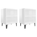 2 SZAFKI NOCNE BIAŁE POŁYSK 40X30X50CM Z METALOWYMI NÓŻKAMI