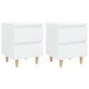 2 SZAFKI NOCNE BIAŁE POŁYSK 40X35X50CM SOSNOWE NOGI