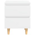 2 SZAFKI NOCNE BIAŁE POŁYSK 40X35X50CM SOSNOWE NOGI